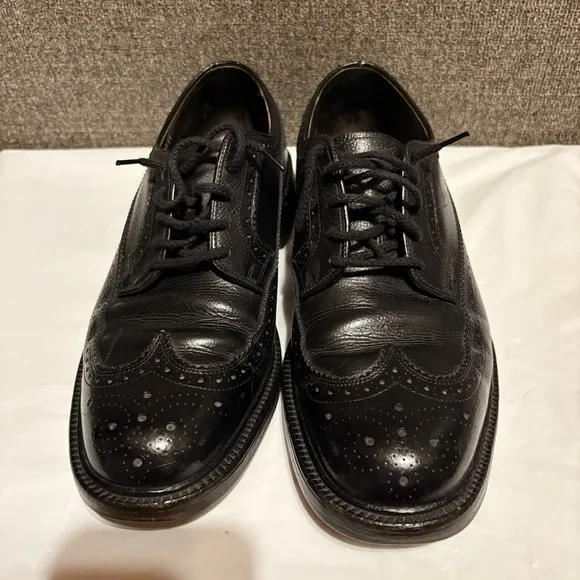 Hanover Master Flex‎ Men's Size 9 D/B Black Leather Wingtip Oxford Dress Shoes