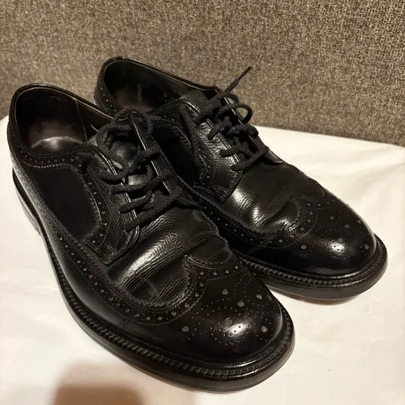 Hanover Master Flex‎ Men's Size 9 D/B Black Leather Wingtip Oxford Dress Shoes
