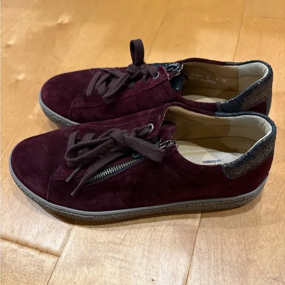 Hartjes Phil side zipper suede  Oxford shoes eggplant men’s 8 women’s 10