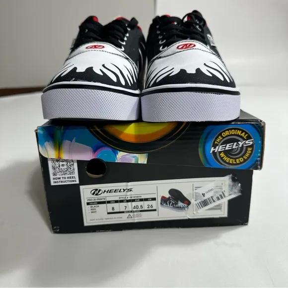 Heelys Pro 20 Prints Skate Shoes Mens Sz 8 Black White Lace Up Casual Sneakers