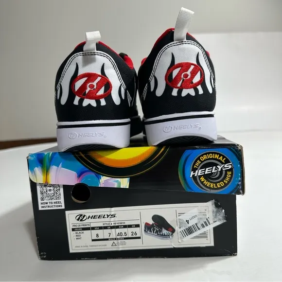 Heelys Pro 20 Prints Skate Shoes Mens Sz 8 Black White Lace Up Casual Sneakers