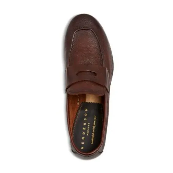 HENDERSON BARACCO Mens Brown Penny Strap Capri Slip On Loafers Shoes 43.5