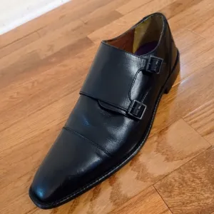Herbie Frogg Black Leather Double Monk Men's Shoes Sz US 10.5/UK 10