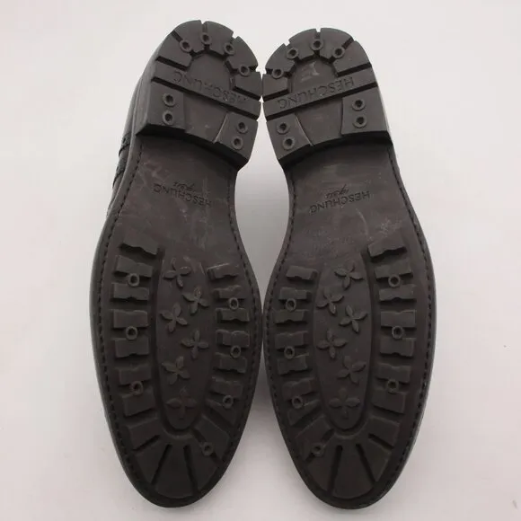 Heschung Cox Men's Size UK 10 Derby Leather Black Wingtip Dress Shoes