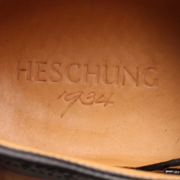 Heschung Cox Men's Size UK 10 Derby Leather Black Wingtip Dress Shoes