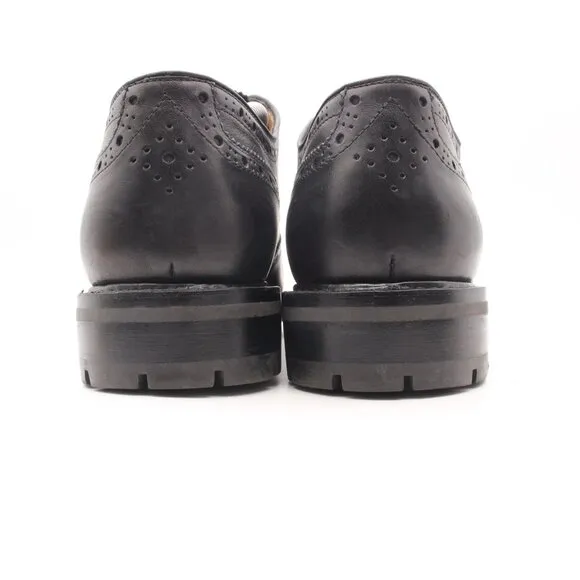 Heschung Cox Men's Size UK 10 Derby Leather Black Wingtip Dress Shoes