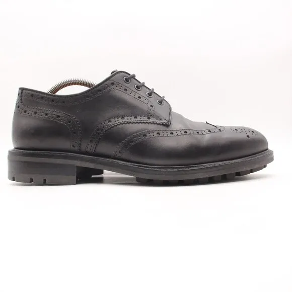 Heschung Cox Men's Size UK 10 Derby Leather Black Wingtip Dress Shoes