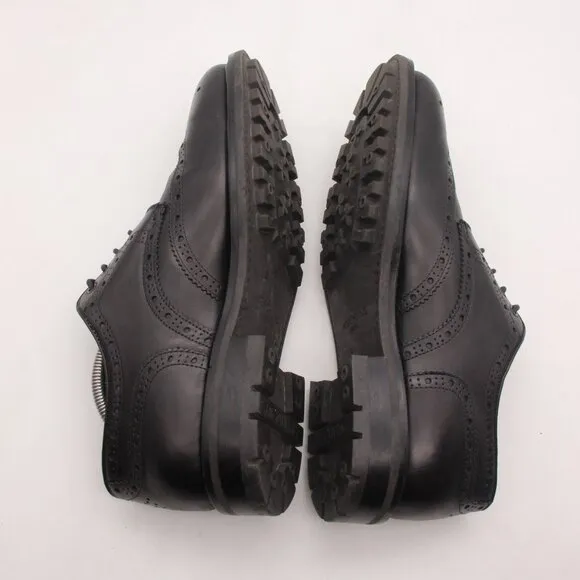 Heschung Cox Men's Size UK 10 Derby Leather Black Wingtip Dress Shoes