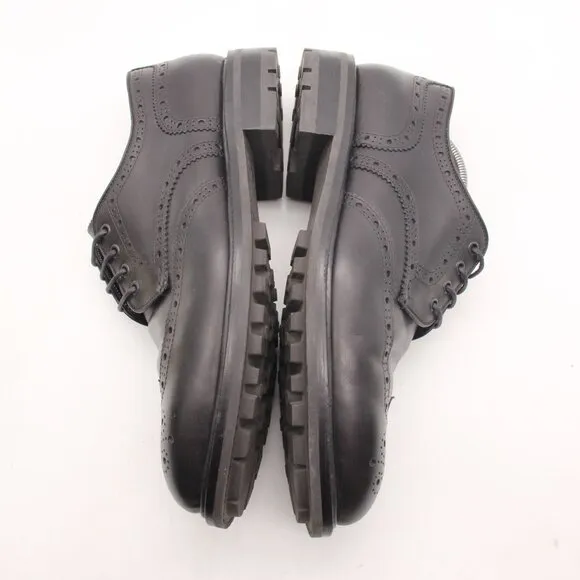 Heschung Cox Men's Size UK 10 Derby Leather Black Wingtip Dress Shoes