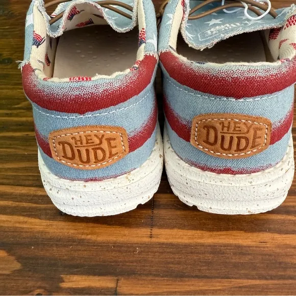 Hey Dude Boys' Wally Youth Americana Casual Shoes in Denim Star Size 1