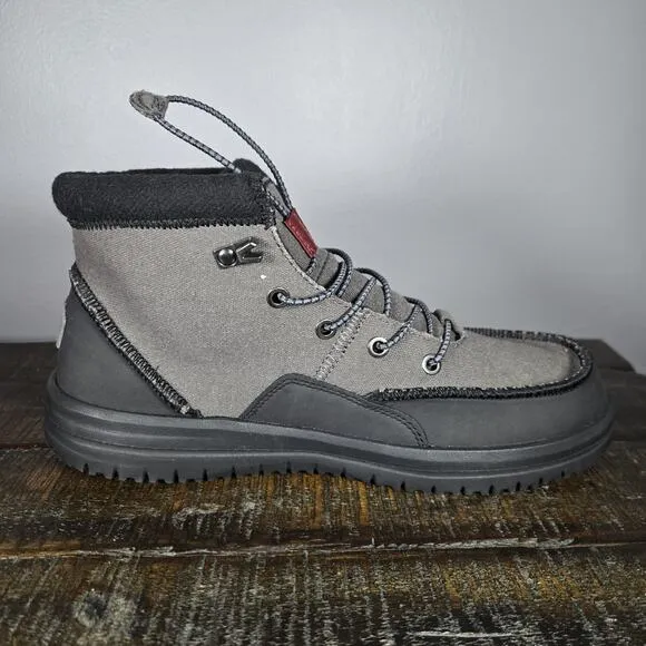 Hey Dude Bradley Waxed Canvas Boots Mens Size 10 40625-030 Gray Black