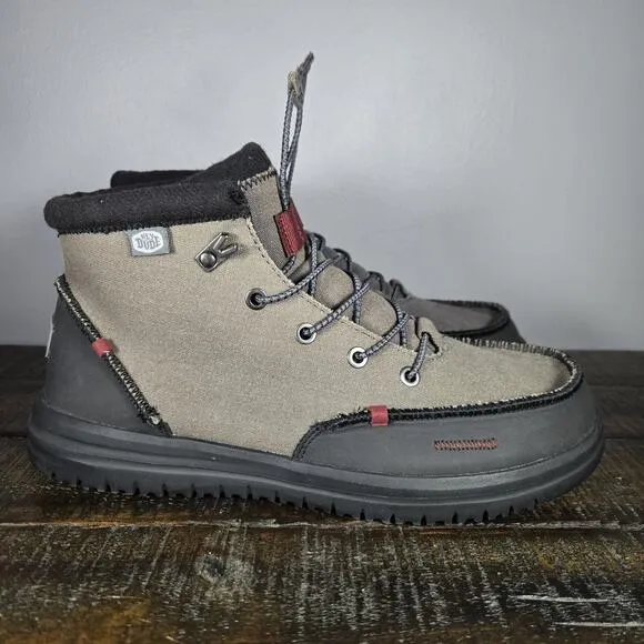 Hey Dude Bradley Waxed Canvas Boots Mens Size 10 40625-030 Gray Black