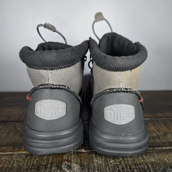 Hey Dude Bradley Waxed Canvas Boots Mens Size 10 40625-030 Gray Black