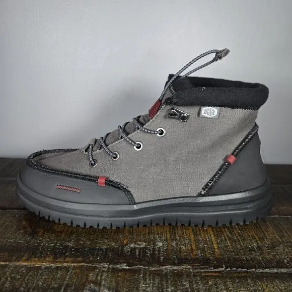 Hey Dude Bradley Waxed Canvas Boots Mens Size 10 40625-030 Gray Black