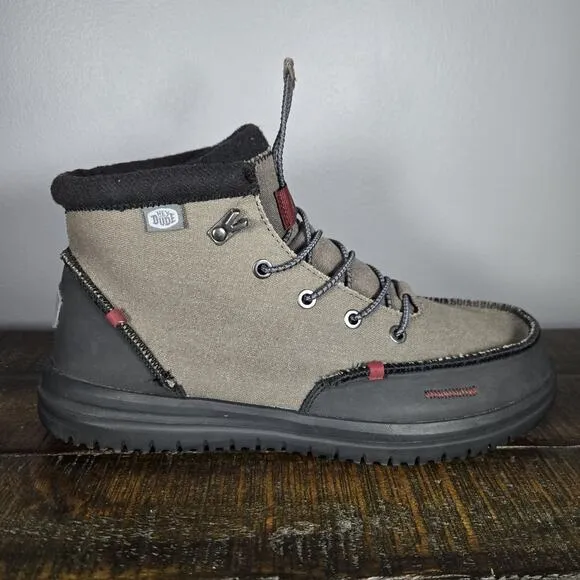 Hey Dude Bradley Waxed Canvas Boots Mens Size 10 40625-030 Gray Black