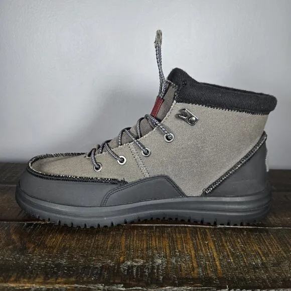 Hey Dude Bradley Waxed Canvas Boots Mens Size 10 40625-030 Gray Black