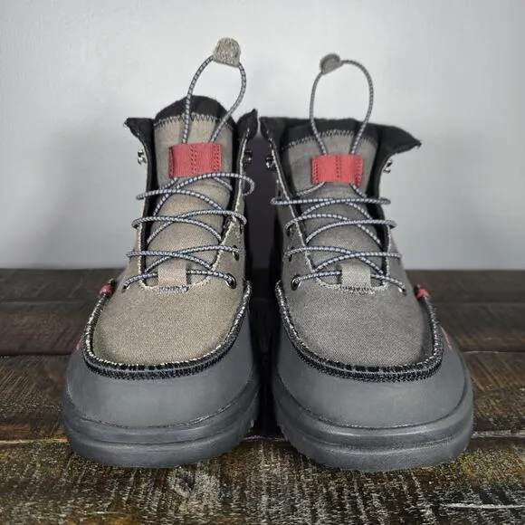 Hey Dude Bradley Waxed Canvas Boots Mens Size 10 40625-030 Gray Black