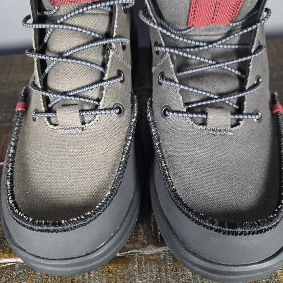 Hey Dude Bradley Waxed Canvas Boots Mens Size 10 40625-030 Gray Black