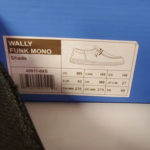 Hey Dude Mens Wally Funk Mono Black Shoes