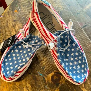 🆕hey DUDE patriotic slip ons! 🇺🇸unisex but mens sizing!! Super comfy-see pic: