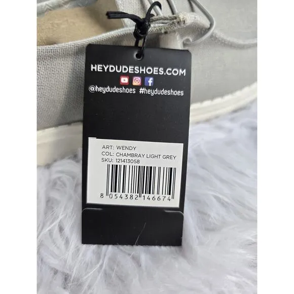 Hey Dude Women's Wendy Chambray Slip-Ons, Chambray Light Grey, US Size 7