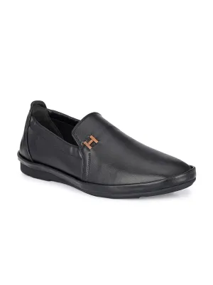 Hitz Men's Black Synthetic Slip-On Casual Shoes