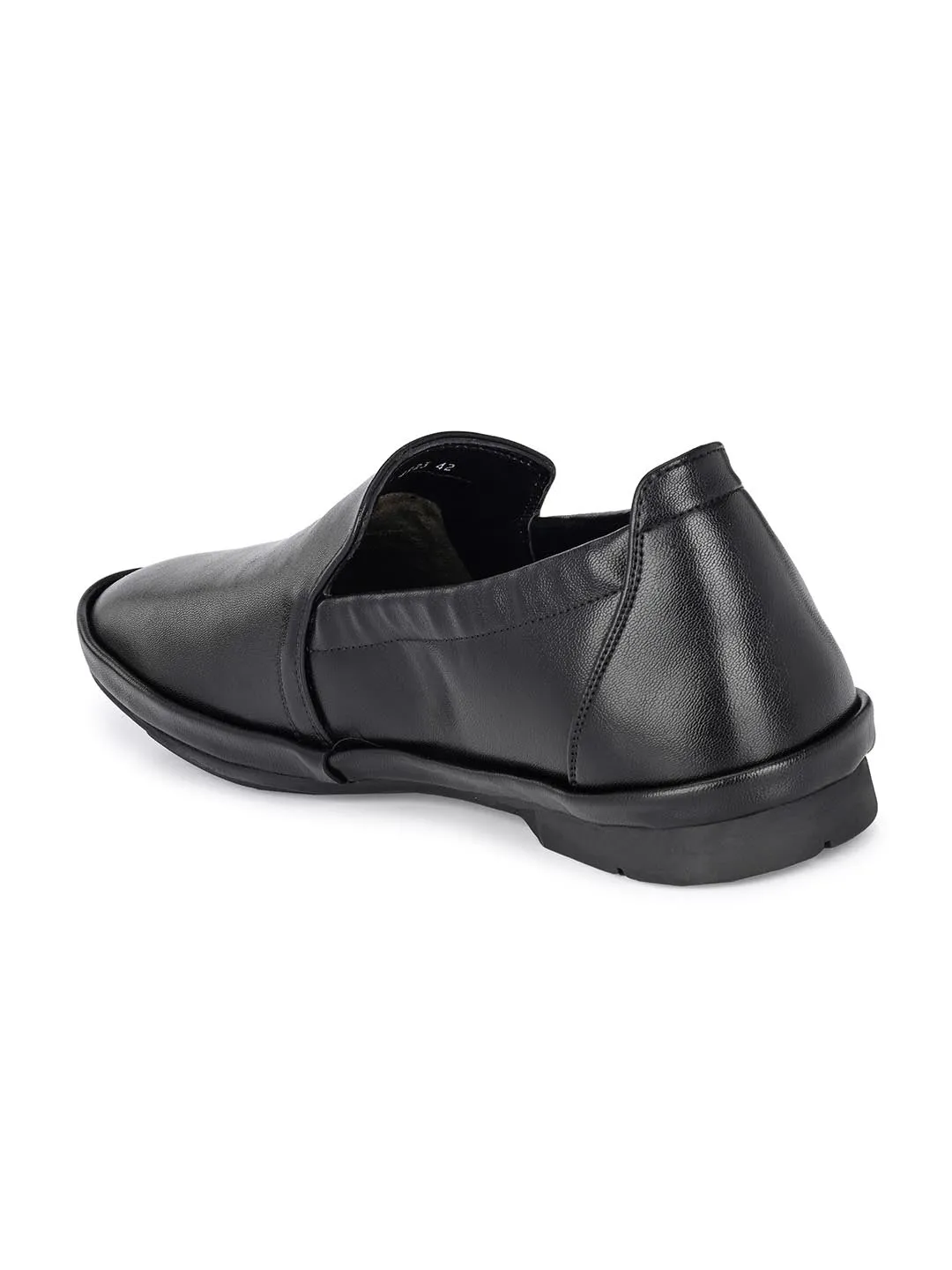 Hitz Men's Black Synthetic Slip-On Casual Shoes