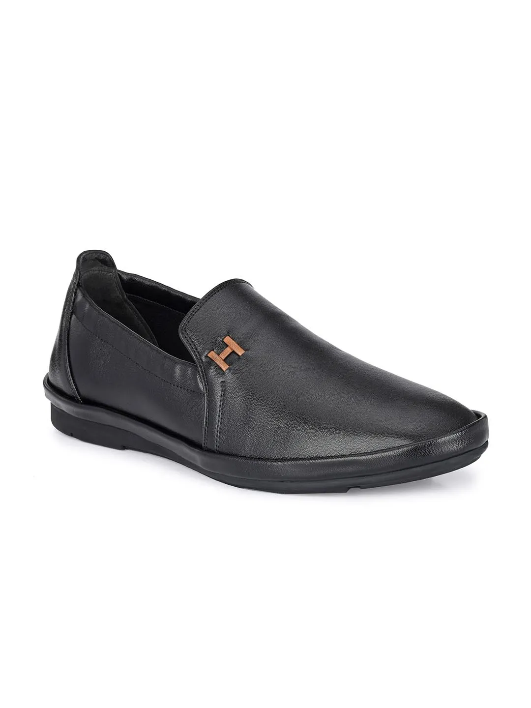 Hitz Men's Black Synthetic Slip-On Casual Shoes