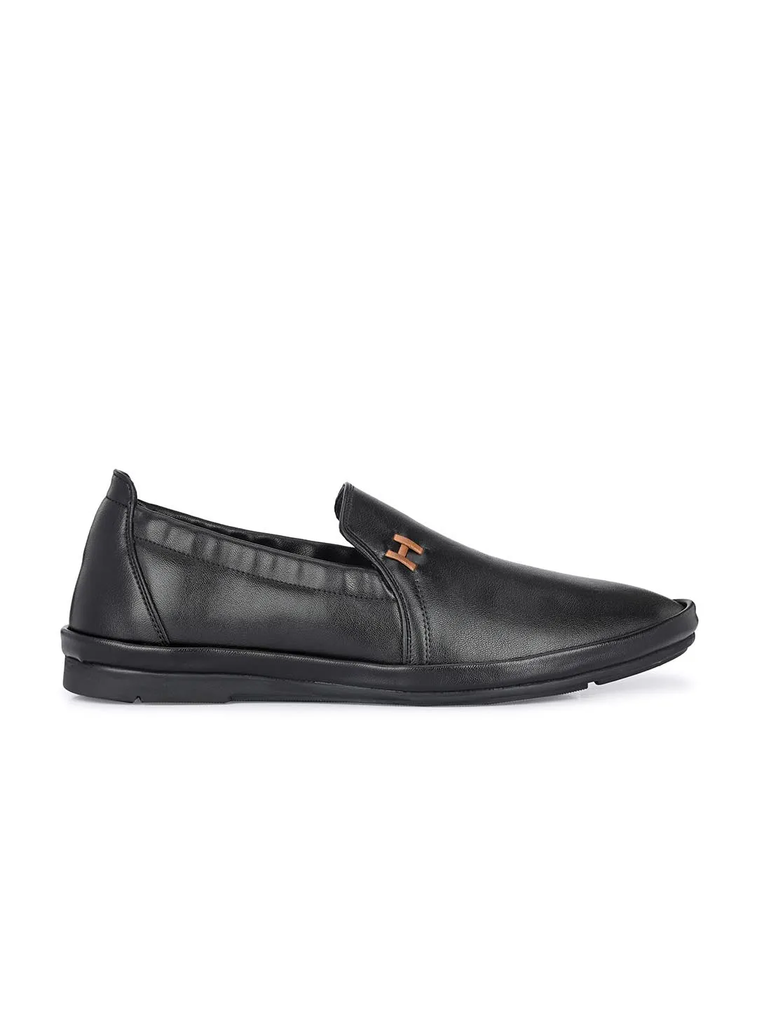 Hitz Men's Black Synthetic Slip-On Casual Shoes