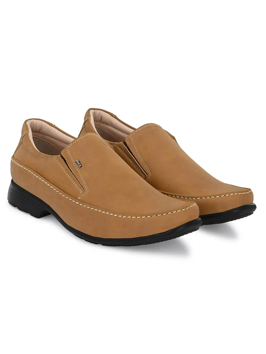 Hitz Men's Tan Synthetic Slip-On Comfort Casual Shoes