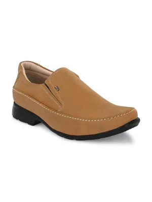 Hitz Men's Tan Synthetic Slip-On Comfort Casual Shoes