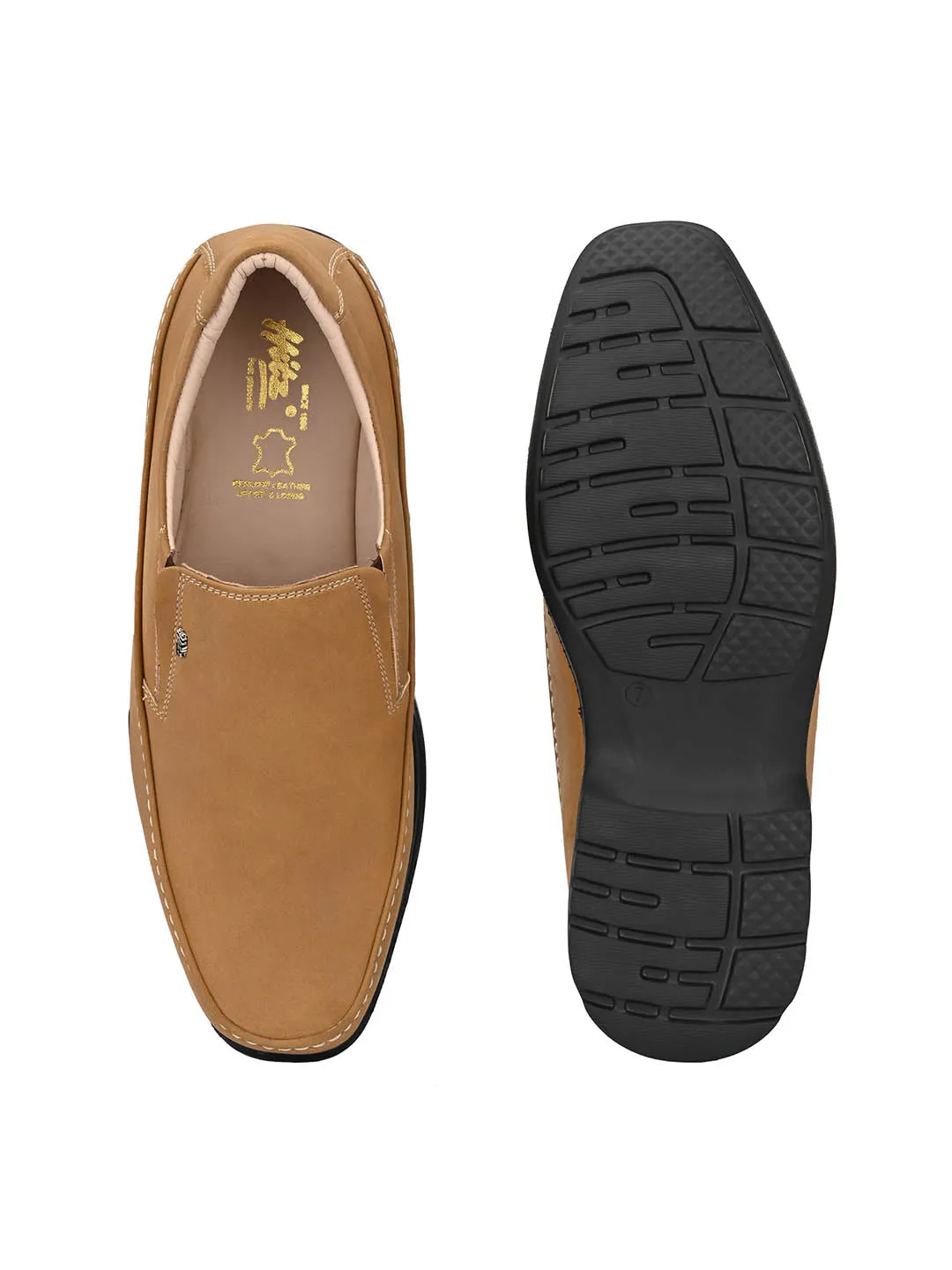 Hitz Men's Tan Synthetic Slip-On Comfort Casual Shoes