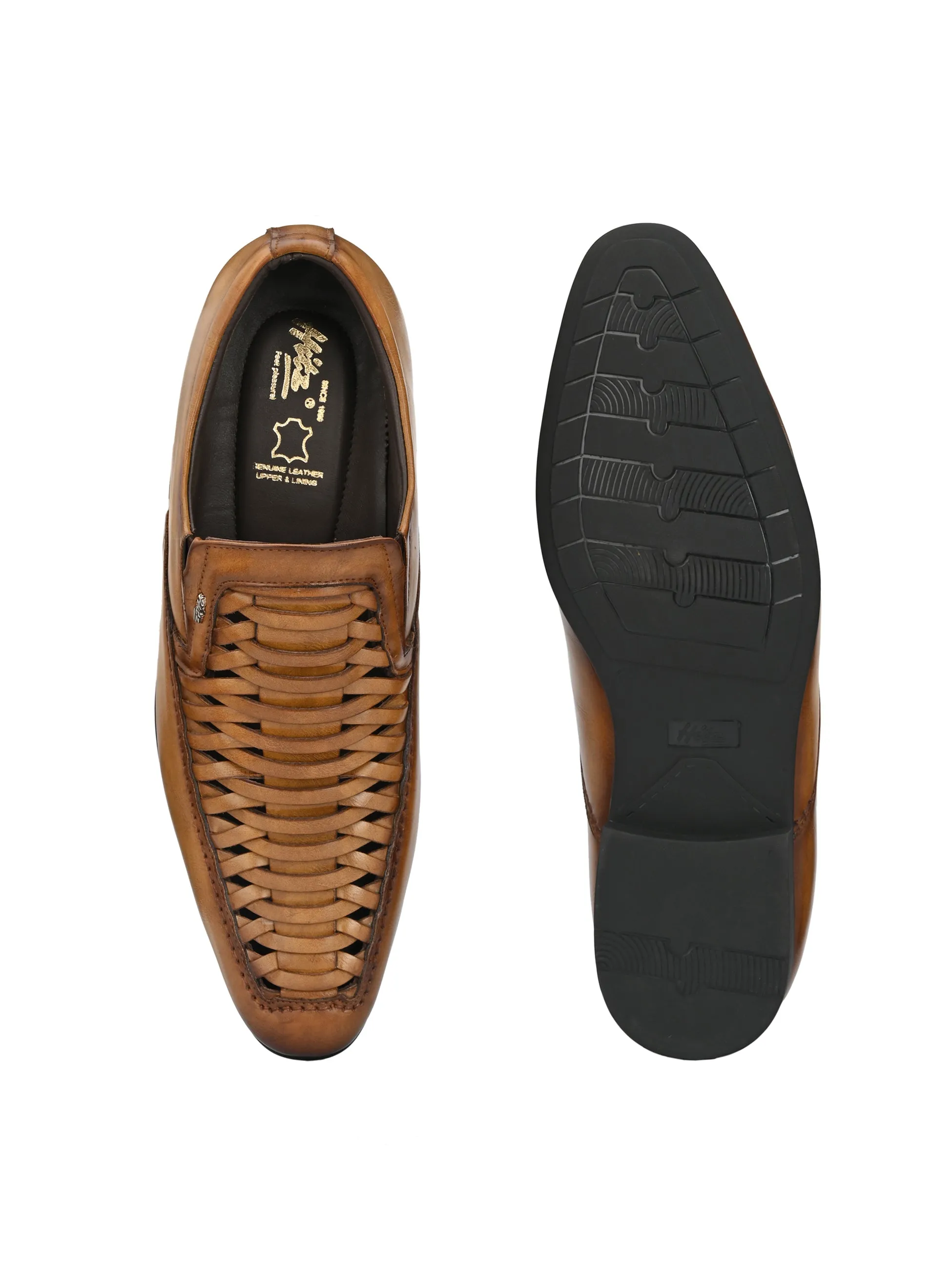 Hitz Men's Tan Synthetic Slip-On Comfort Casual Shoes