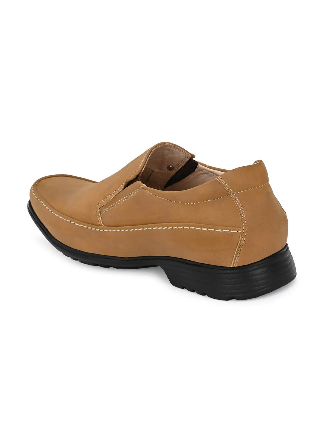 Hitz Men's Tan Synthetic Slip-On Comfort Casual Shoes
