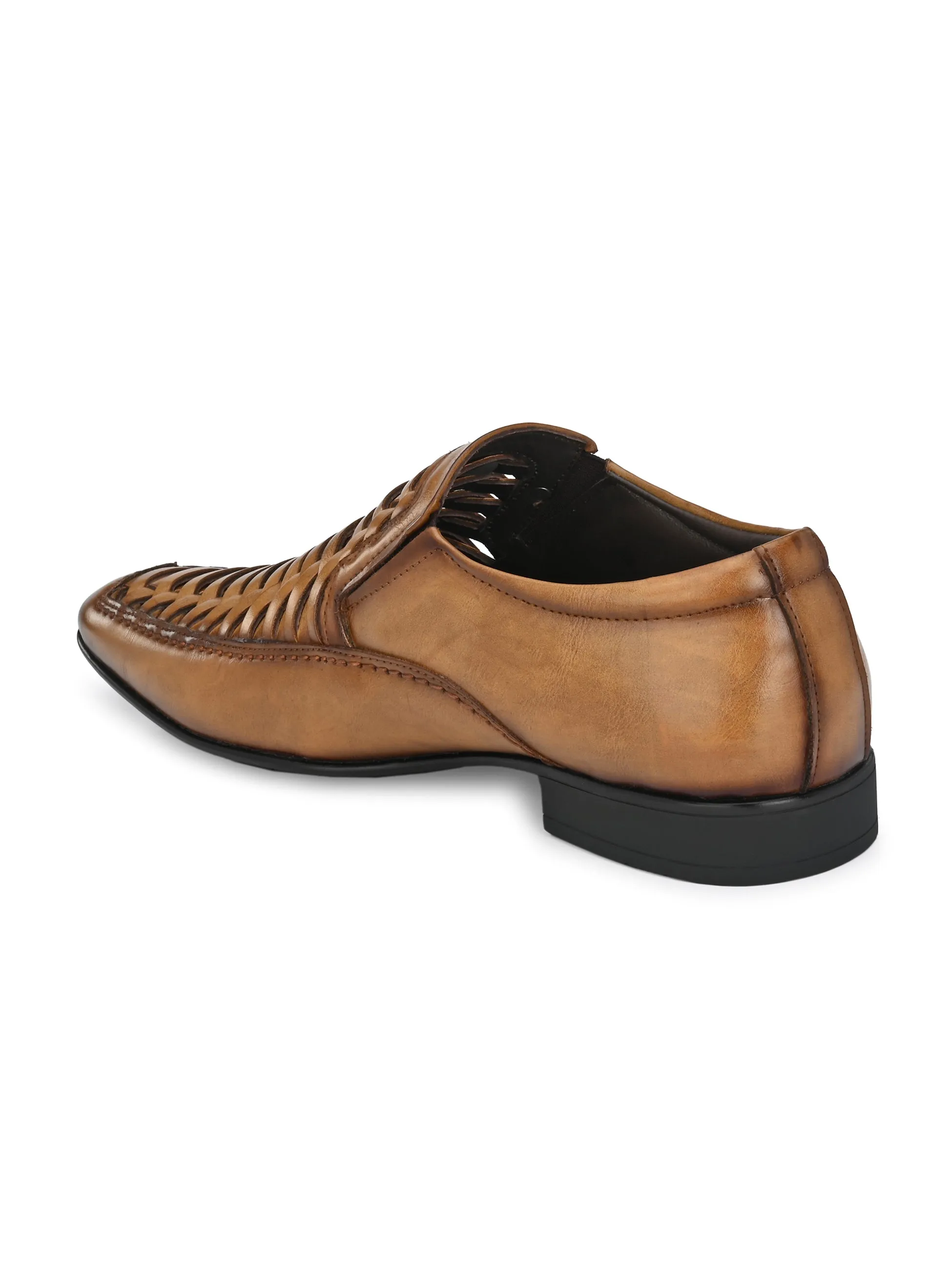 Hitz Men's Tan Synthetic Slip-On Comfort Casual Shoes