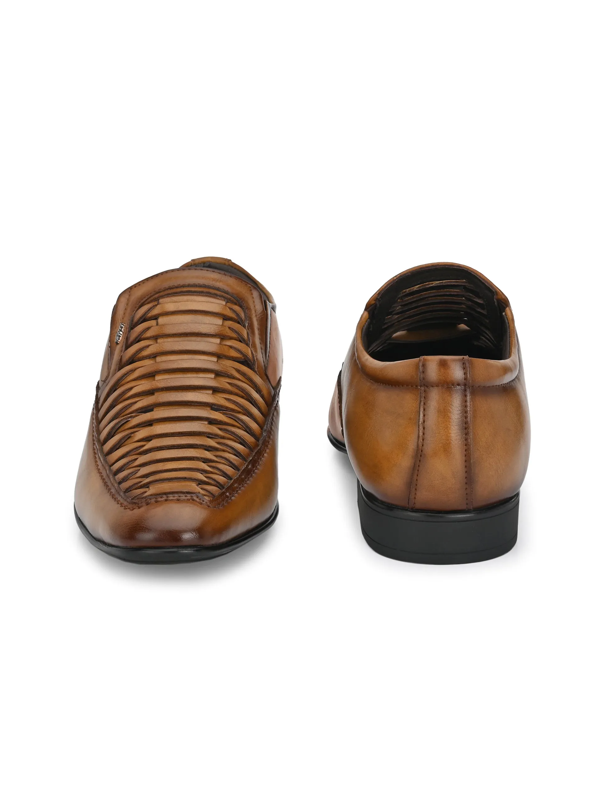 Hitz Men's Tan Synthetic Slip-On Comfort Casual Shoes