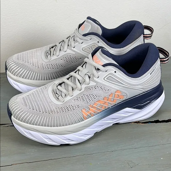 HOKA Men's Athletic Running Shoes - Gray and White.                   order (71)