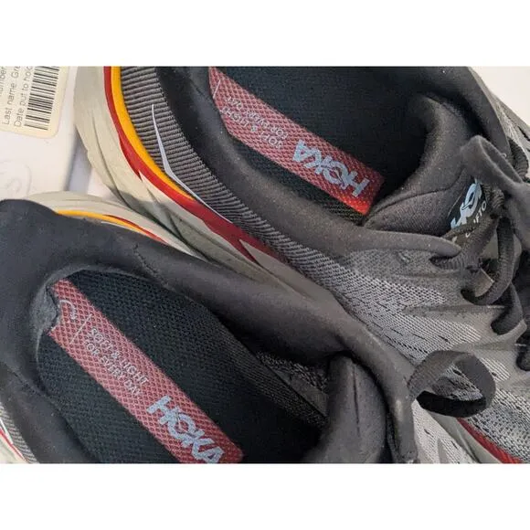HOKA Men's Size 10D Clifton 8 Gray Orange Colorway Running Shoes Sneakers $145