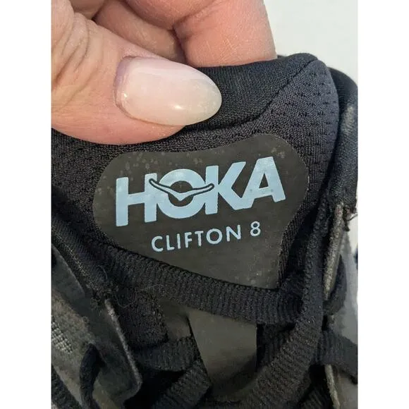 HOKA Men's Size 10D Clifton 8 Gray Orange Colorway Running Shoes Sneakers $145
