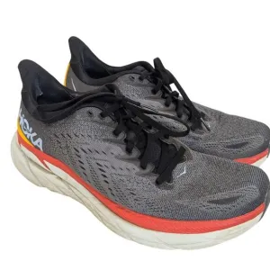 HOKA Men's Size 10D Clifton 8 Gray Orange Colorway Running Shoes Sneakers $145