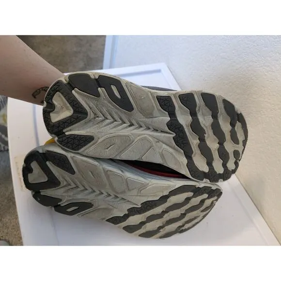 HOKA Men's Size 10D Clifton 8 Gray Orange Colorway Running Shoes Sneakers $145
