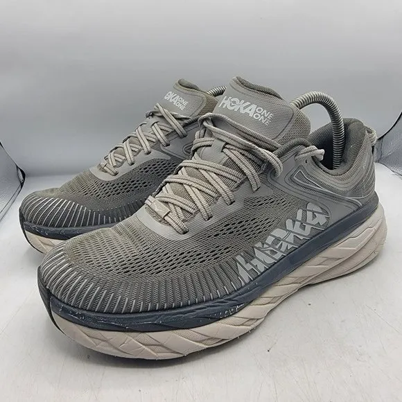 Hoka One One Bondi 7 Mens 8.5 Wild Dove Gray Sneaker Shoes Athletic 1110518 WDDS