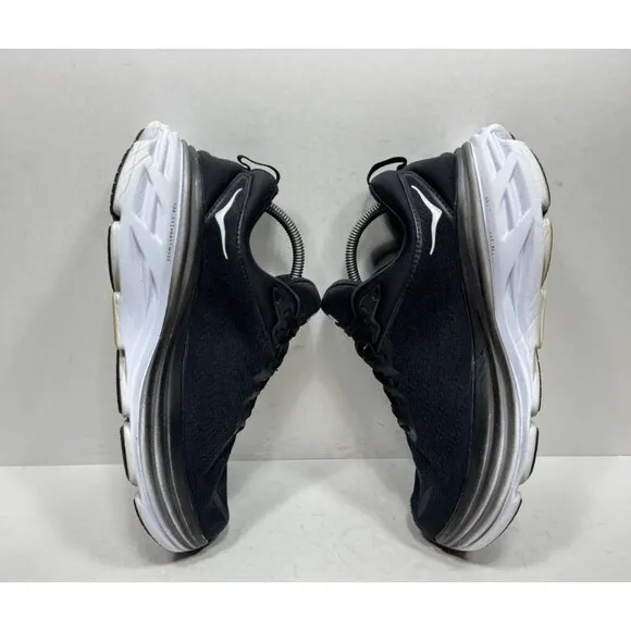 Hoka One One Bondi 8 Running Shoes Womens Sz 10.5 Wide Black White 1127954 BWHT