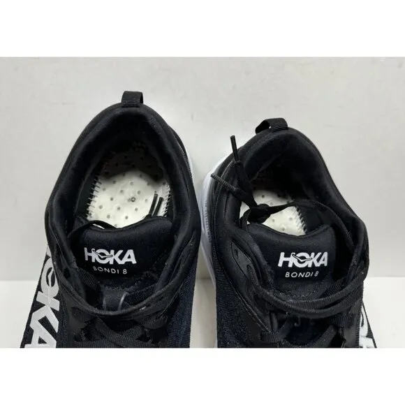 Hoka One One Bondi 8 Running Shoes Womens Sz 10.5 Wide Black White 1127954 BWHT