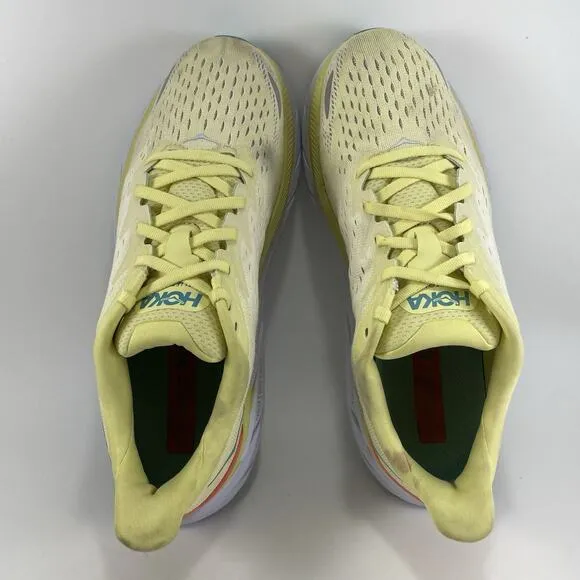 Hoka One One Clifton 8 Running Shoes Womens Size 9 B Yellow Athletic Sneakers