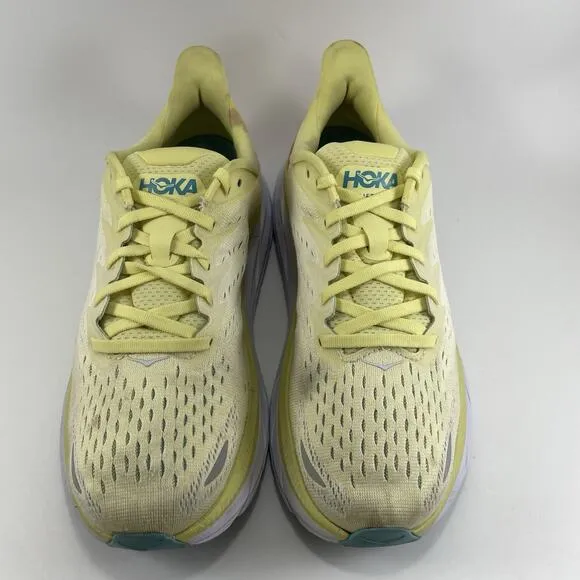 Hoka One One Clifton 8 Running Shoes Womens Size 9 B Yellow Athletic Sneakers