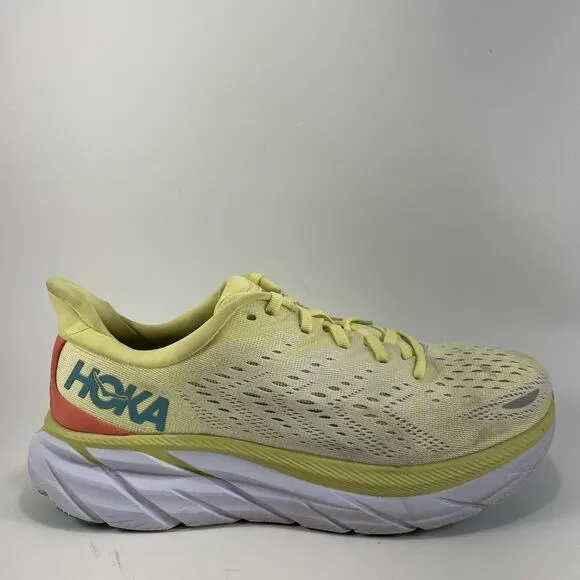 Hoka One One Clifton 8 Running Shoes Womens Size 9 B Yellow Athletic Sneakers