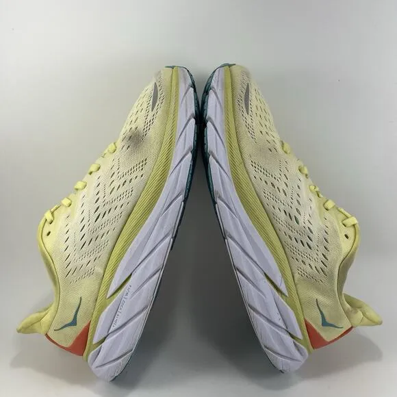 Hoka One One Clifton 8 Running Shoes Womens Size 9 B Yellow Athletic Sneakers