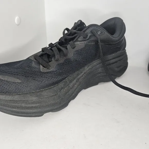 Hoka One One Mens Bondi 8 1123202 BBLC Black Running Shoes Sneakers Size 9D Used
