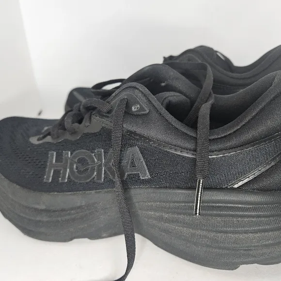 Hoka One One Mens Bondi 8 1123202 BBLC Black Running Shoes Sneakers Size 9D Used